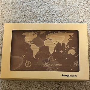 PartyKindom 'Our Adventure Book' Wooden Photo Album - Gold & Brown